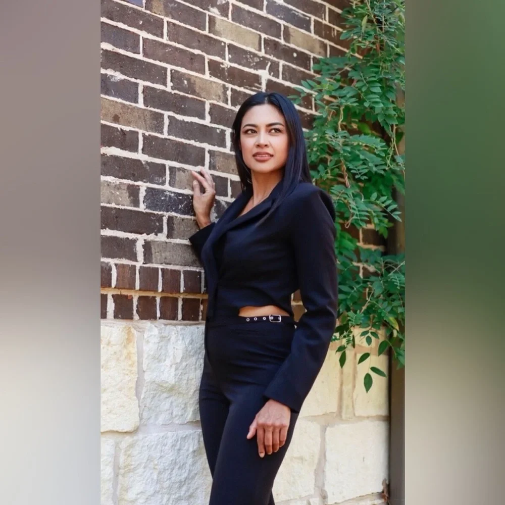 ZARA ~ BLACK CUT-OUT FULL LENGTH JUMPSUIT BLAZER - Picture 13 of 15